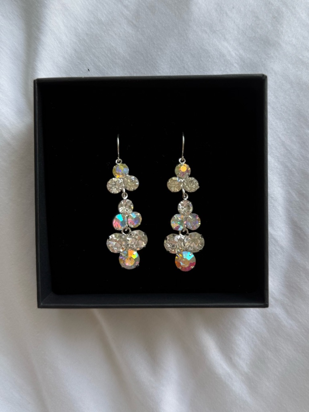 Crystal Drop Dangle Earrings - Iridescent Sparkle